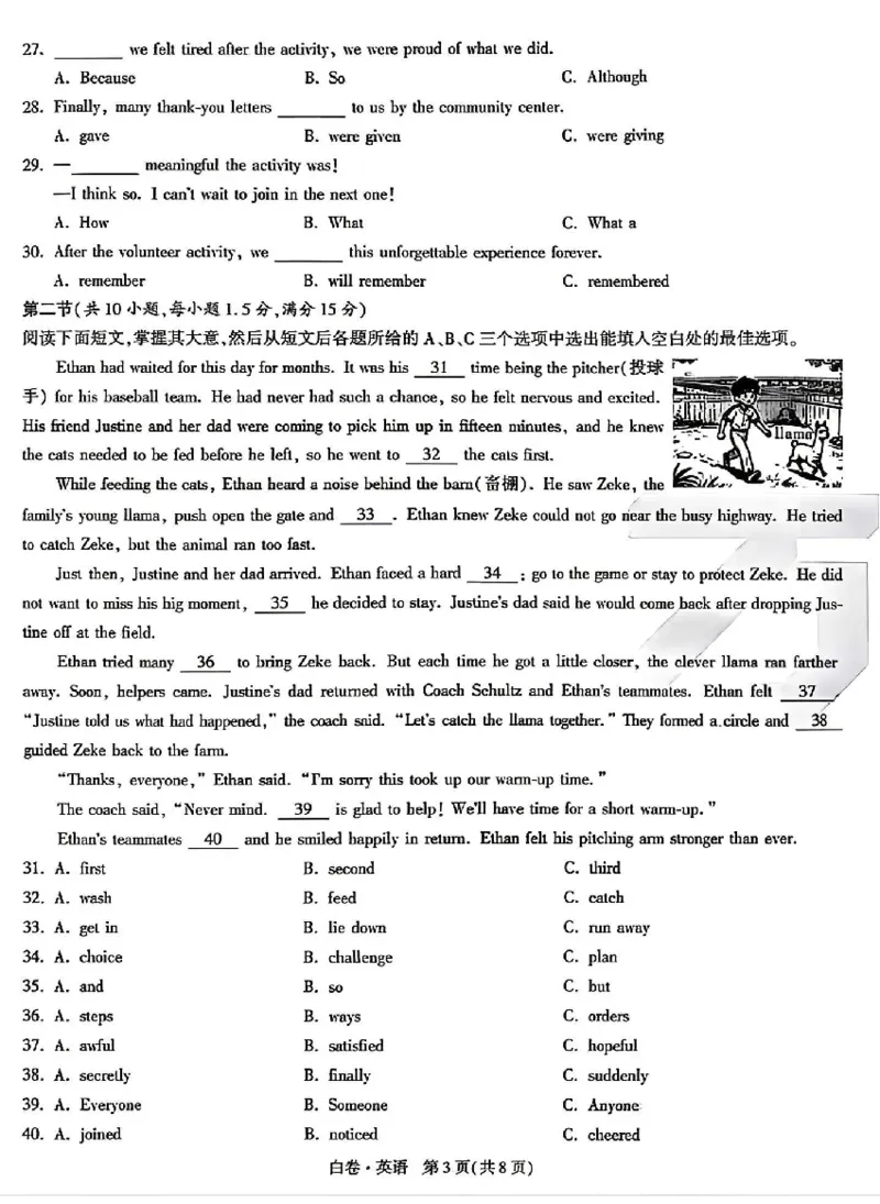 2026《万唯中考&bull;海南黑白卷》英语白卷_2026中考押题卷合集_2026《万唯中考黑白卷》地方版(1)_2026《万唯中考&bull;海南黑白卷》7科