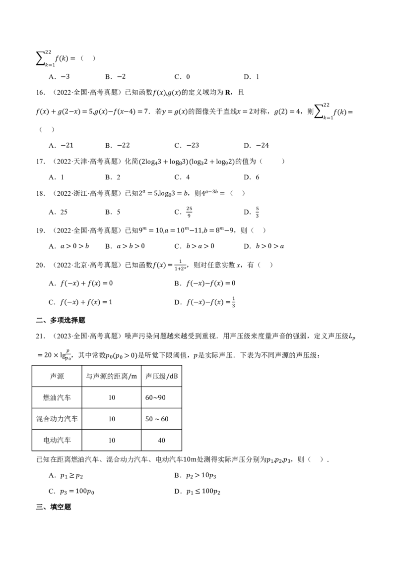 第02讲函数与基本初等函数（2022-2024高考真题）（原卷版）_高中三年全科资料_高中_高中1_2026版高考《举一反三》一轮复习专练（新高考数学专用）