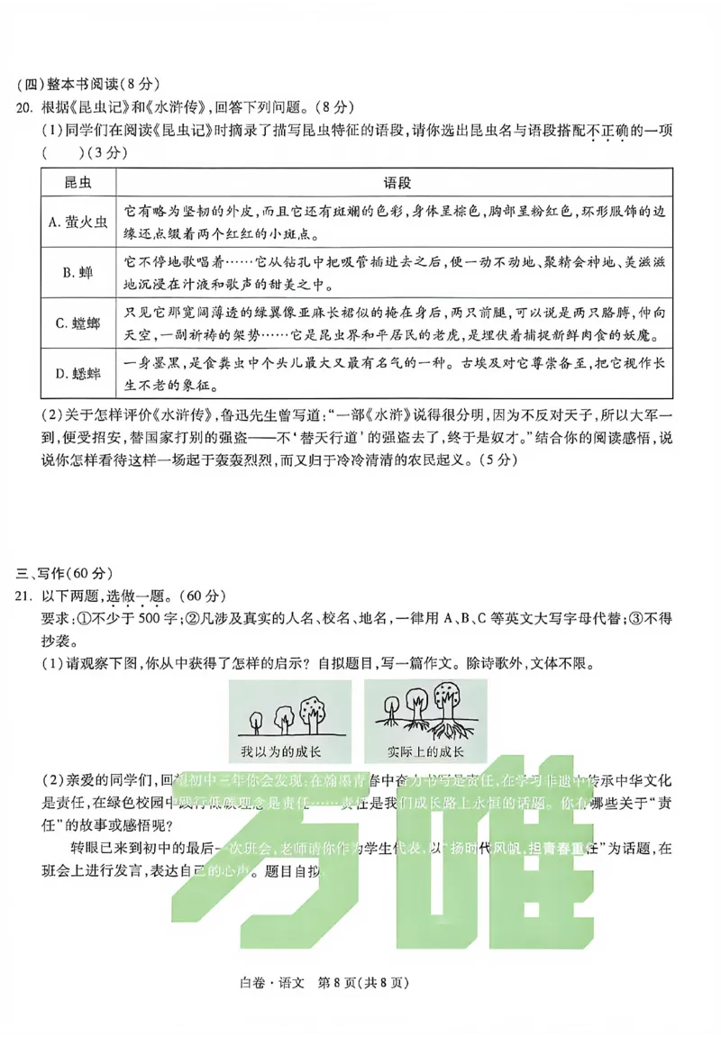 2026《万唯中考&bull;重庆黑白卷》语文白卷_2026中考押题卷合集_2026《万唯中考黑白卷》地方版(1)_2026《万唯中考&bull;重庆黑白卷》7科_2026《万唯中考&bull;重庆黑白卷》语文
