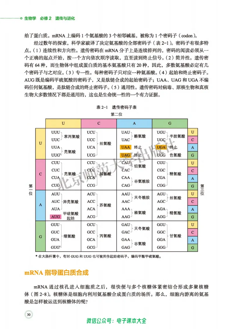 生物学必修2遗传与进化_高中三年全科资料_高中_高中电子教材_高中生物学_北师大