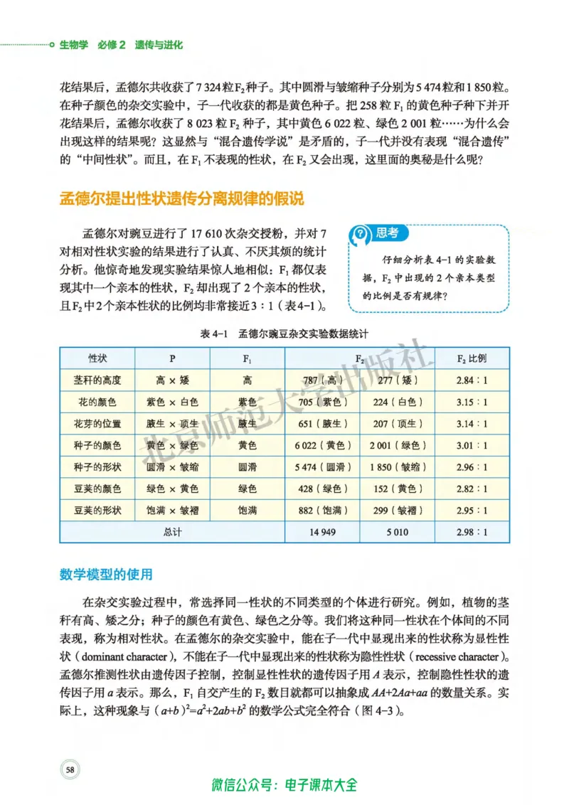 生物学必修2遗传与进化_高中三年全科资料_高中_高中电子教材_高中生物学_北师大