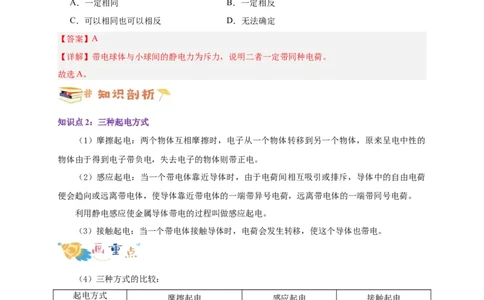 第28讲9.1电荷（教师版）-新高二暑假精品课（人教版）_高中三年全科资料_高中_高中1_2025秋新高二《暑假衔接讲义》（语数外理化）电子版_2025新高二物理暑假衔接讲义（人教版）