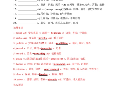 第11讲Unit3重点单词变形，词组，短语，句型练习（选择性必修一）（教师版）-新高二英语暑假衔接（人教版）_高中三年全科资料_高中_高中1_2025新高二英语暑假衔接讲义（人教版）