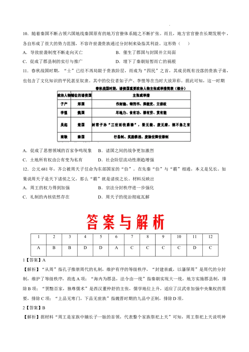查补易混易错点01分封制与郡县制（全国通用）_高中三年全科资料_高中_高中1_2025高考历史补查易混易错+教材重难点_历史