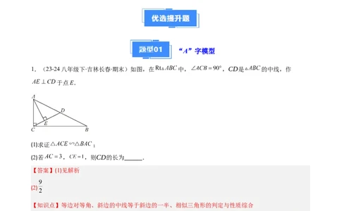 专题12三角形相似的五大模型（5大提升题）（解析版）_人教版数学九年级上册_版本二_九年级数学上册（人教版）_专项复习