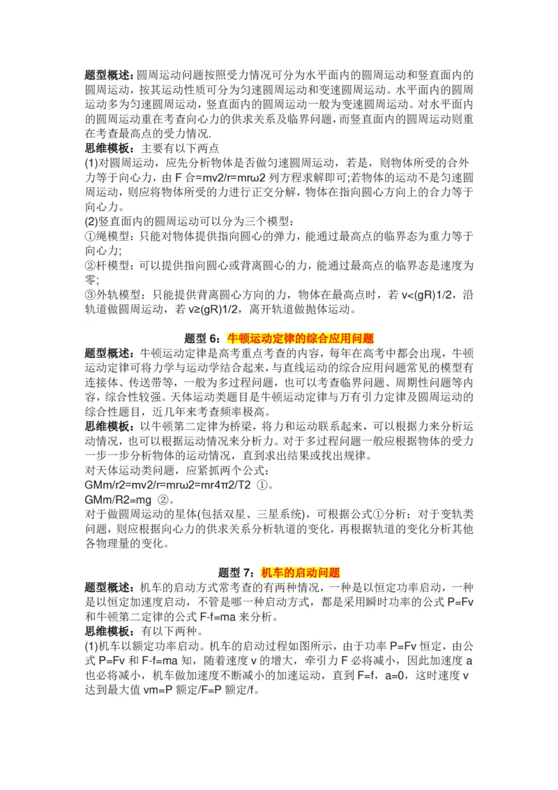 物理16种常见题型的解题方法和思维模板_高中三年全科资料_高中三年全科资料_物理