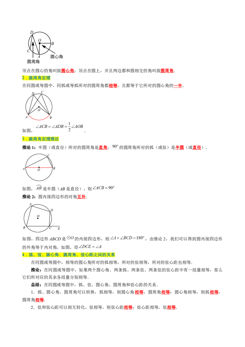 专题1.4圆全章知识典例详解（必考点分类集训）（人教版）（教师版）_人教版数学九年级上册_版本二_九年级数学上册（人教版）_考点分类必刷题-U181