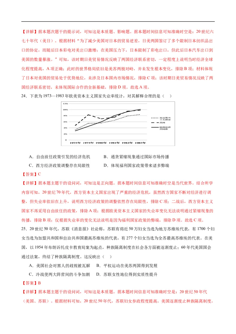 消灭易错《世界现代史》选择题50题专练（解析版）_高中三年全科资料_高中_15高中全科《高考易错题》2025版_高考历史备战2025年高考易错题（新高考专用）_消灭易错专练