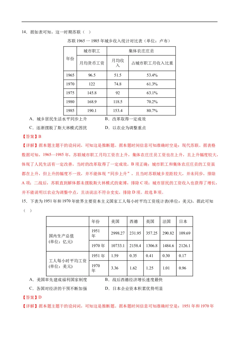 消灭易错《世界现代史》选择题50题专练（解析版）_高中三年全科资料_高中_15高中全科《高考易错题》2025版_高考历史备战2025年高考易错题（新高考专用）_消灭易错专练