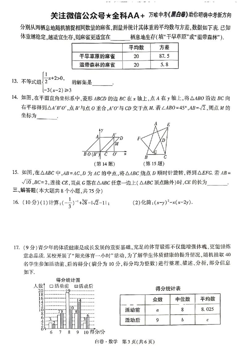 2026《万唯中考&bull;河南黑白卷》数学白卷_2026中考押题卷合集_2026《万唯中考黑白卷》地方版(1)_2026《万唯中考&bull;河南黑白卷》3科