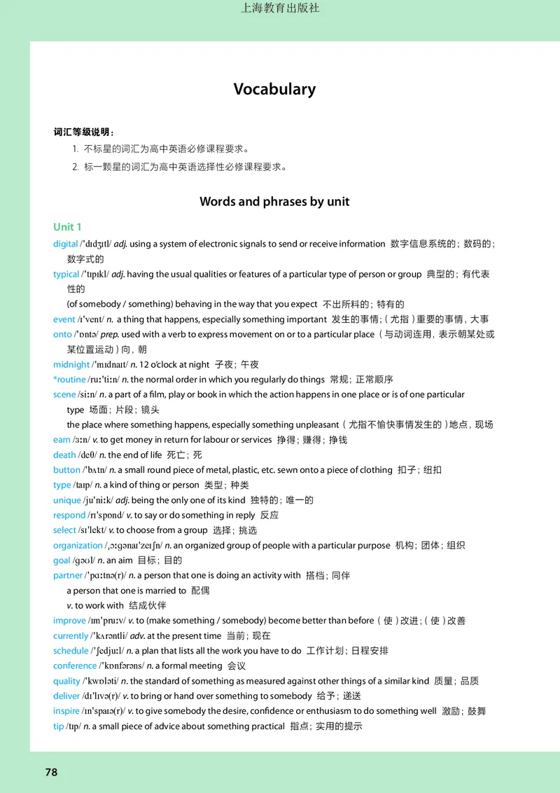 普通高中教科书英语必修第一册_高中三年全科资料_高中_高中电子教材_高中英语_沪教版