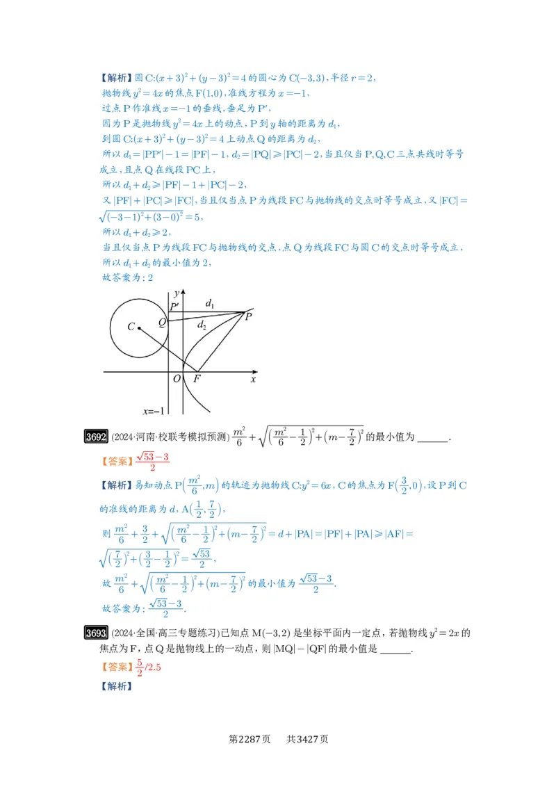 第66讲抛物线及其性质_高中三年全科资料_高考数学《必刷5000题》2025版_2025高考数学必刷5000题（解析版分章节PDF）