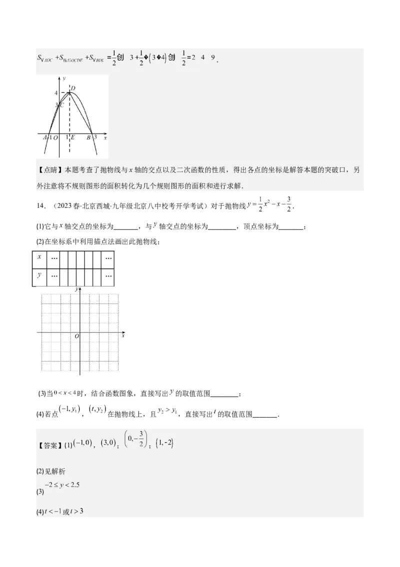专题22.3二次函数y=ax&sup2;+bx+c的图象和性质之八大考点（教师版）_人教版数学九年级上册_版本二_九年级数学上册（人教版）_重难点专题提优-V8