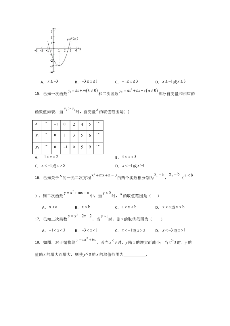 专题22.2二次函数与一元二次方程（5个考点）（题型专练+易错精练）（学生版）_人教版数学九年级上册_版本二_九年级数学上册（人教版）_知识解读与题型专练-V14_2025版