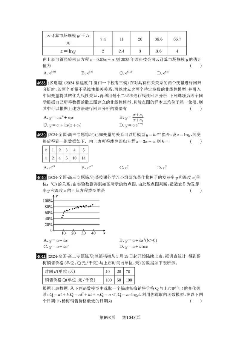 第84讲成对数据的统计分析_高中三年全科资料_高考数学《必刷5000题》2025版_2025高考数学必刷5000题（原卷版分章节PDF）