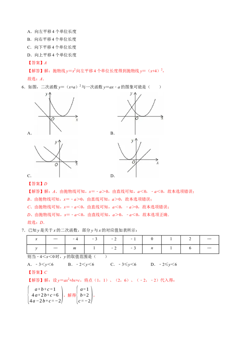 专题22.4二次函数的图象与性质（3）（高效培优讲义）（教师版）_人教版数学九年级上册_版本二_九年级数学上册（人教版）_同步讲义-U18_2026版