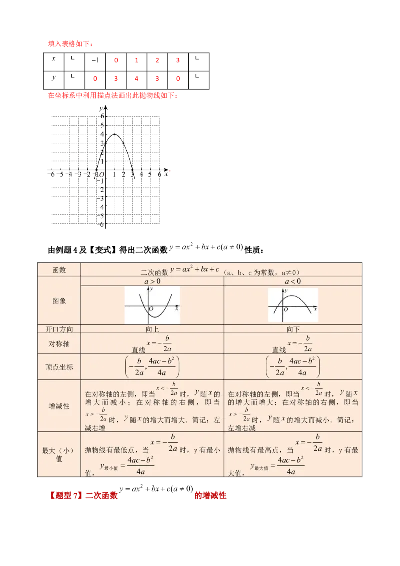 专题22.3二次函数y=ax&sup2;+bx+c(a&ne;0)的图象与性质（知识梳理+题型精析+同步练习）（人教版）（教师版）_人教版数学九年级上册_版本二_九年级数学上册（人教版）_专题突破练习-V4_2026版