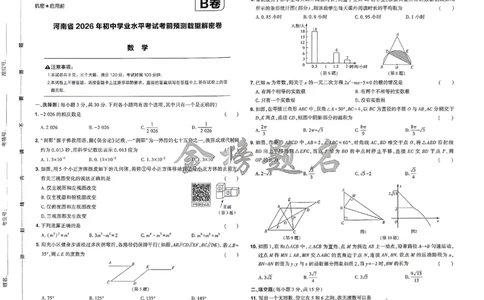 2026《河南中考&bull;载望预测解密卷》数学B卷_2026中考押题卷合集_2026《载望中考&bull;预测解密卷》多地方版_2026《河南中考&bull;载望预测解密卷》7科_2026《河南中考&bull;载望押题密卷》七科
