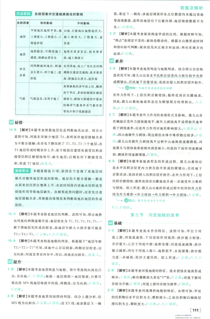 答案_高中三年全科资料_高中_2026版高中必刷题地理选修1RJ
