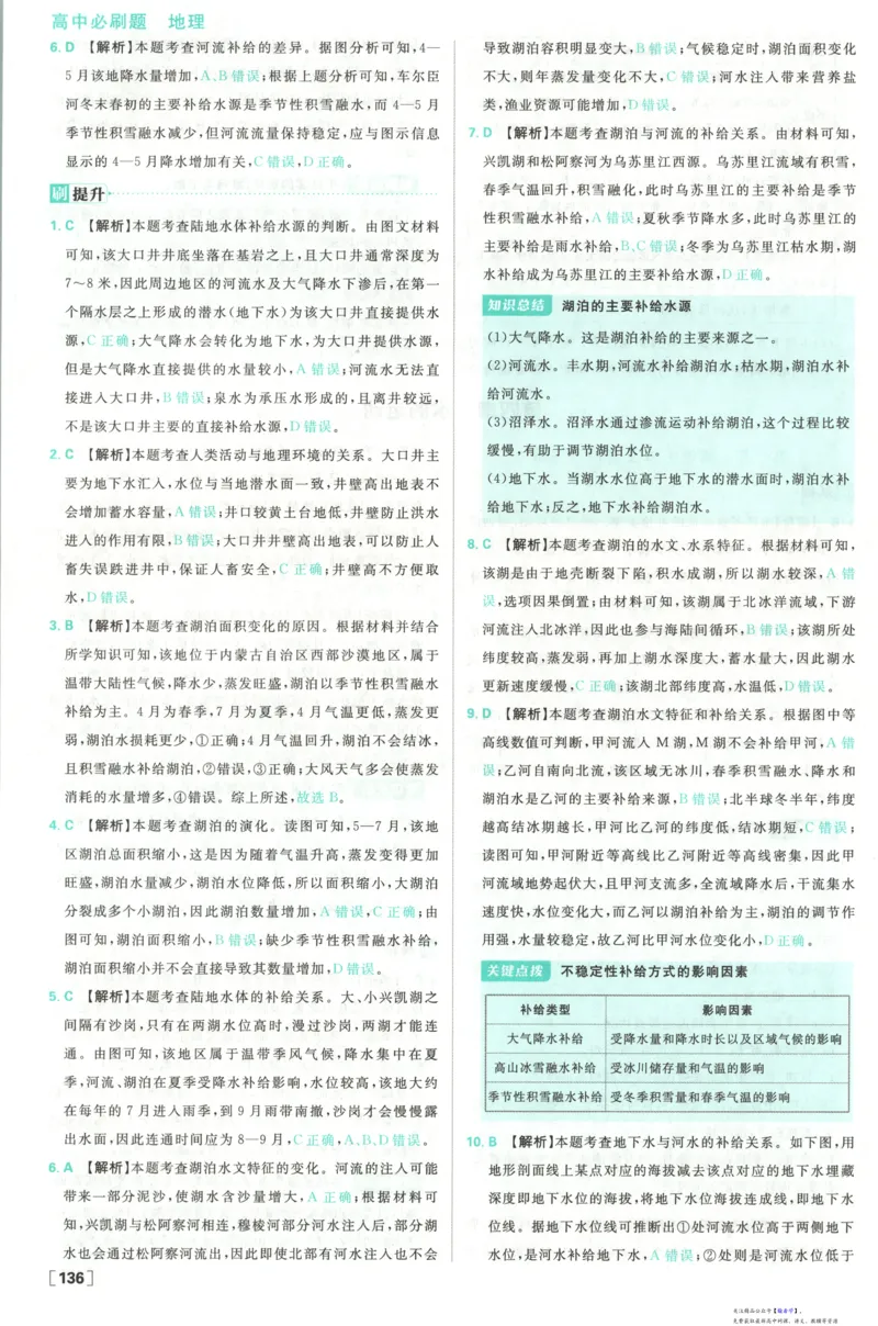 答案_高中三年全科资料_高中_2026版高中必刷题地理选修1RJ