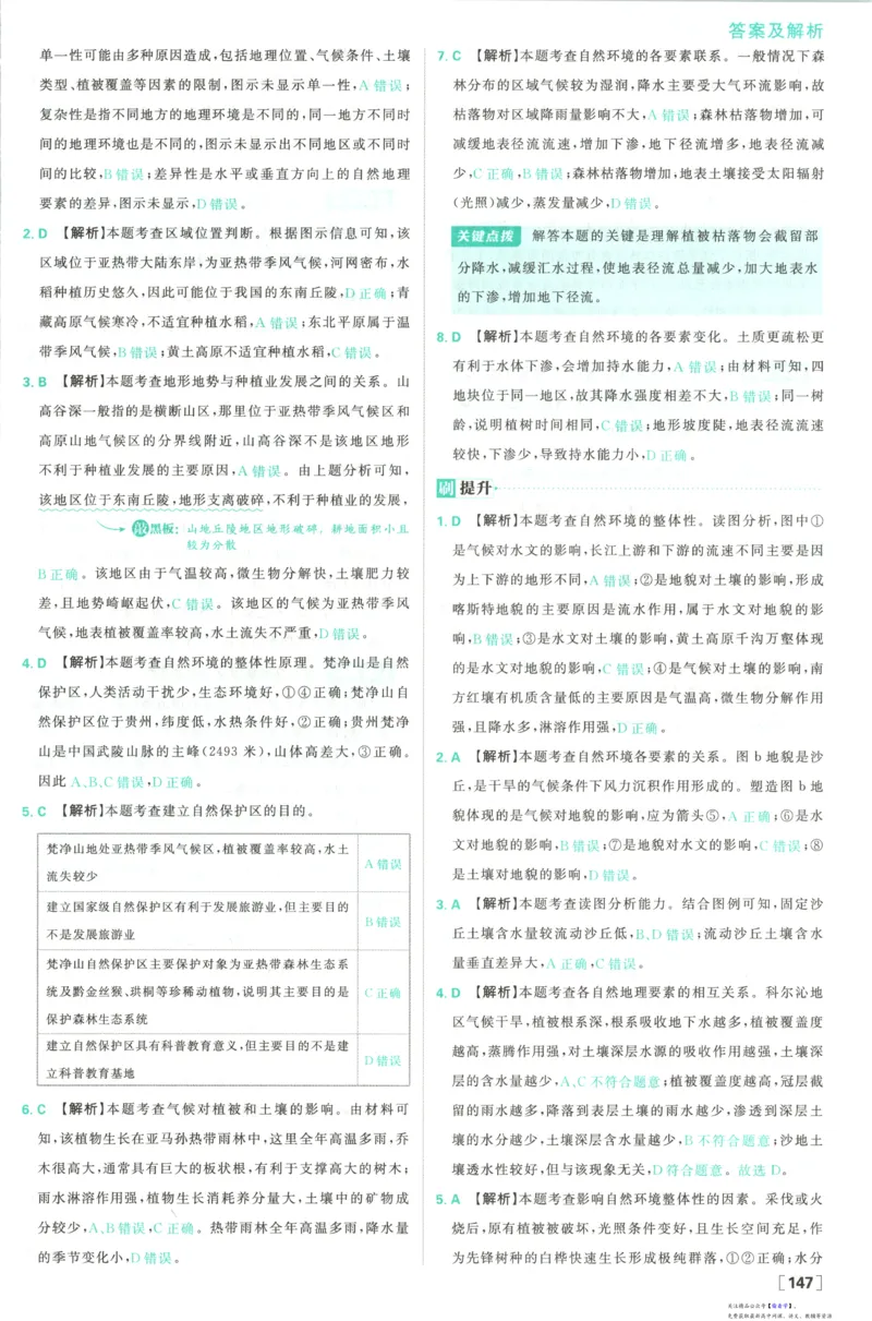 答案_高中三年全科资料_高中_2026版高中必刷题地理选修1RJ
