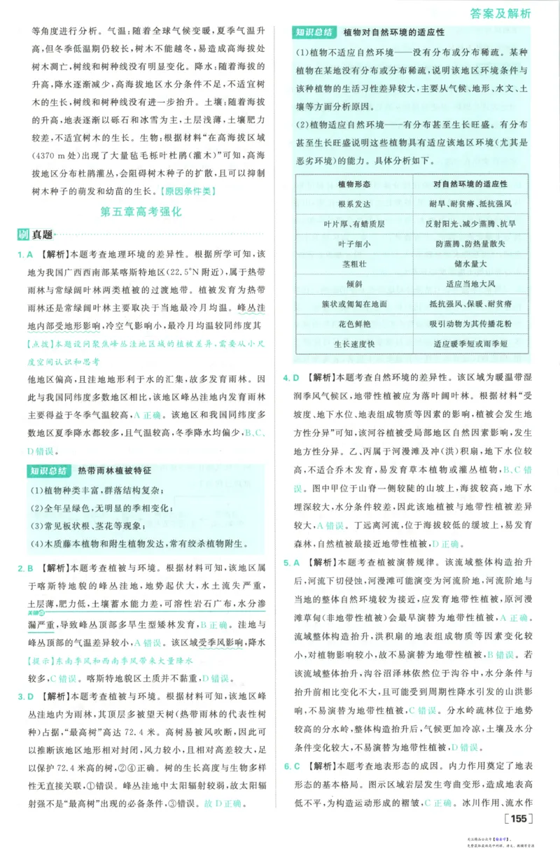 答案_高中三年全科资料_高中_2026版高中必刷题地理选修1RJ