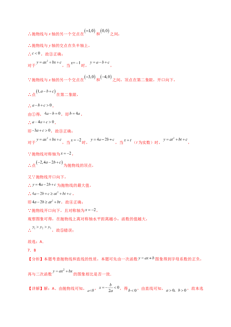 专题22.10二次函数y=ax&sup2;+bx+c(a&ne;0)的图象与性质（专项练习）（培优练）-（人教版）_人教版数学九年级上册_版本二_九年级数学上册（人教版）_专题突破练习-V4_2025版