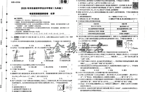 2026《载望中考&bull;考前预测解密卷》化学B卷_2026中考押题卷合集_2026《载望中考&bull;预测解密卷》多地方版_2026《载望中考&bull;考前预测解密卷》7科(河北)_2026《载望中考&bull;考前预测解密卷》化学