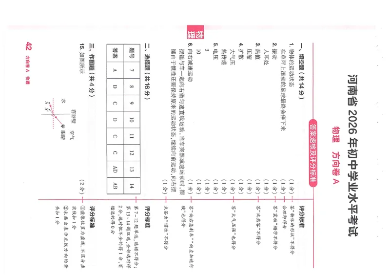 2026《河南中考&bull;鼎成方向卷》七科A卷答案_中考押题2026《中考押题》系列（9科全套实时更新中）_2026版中考《鼎成方向卷》7科（河南）