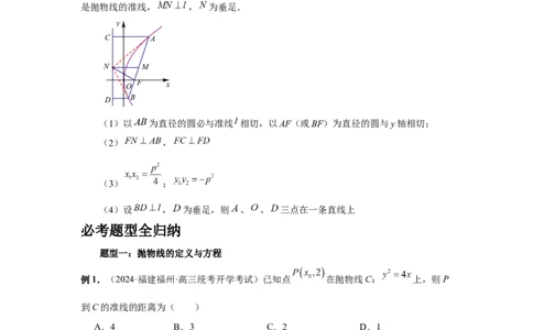 第66讲抛物线及其性质（教师版）_高中三年全科资料_高考数学《必刷5000题》2025版_2025高考数学必刷5000题（分章节WORD）