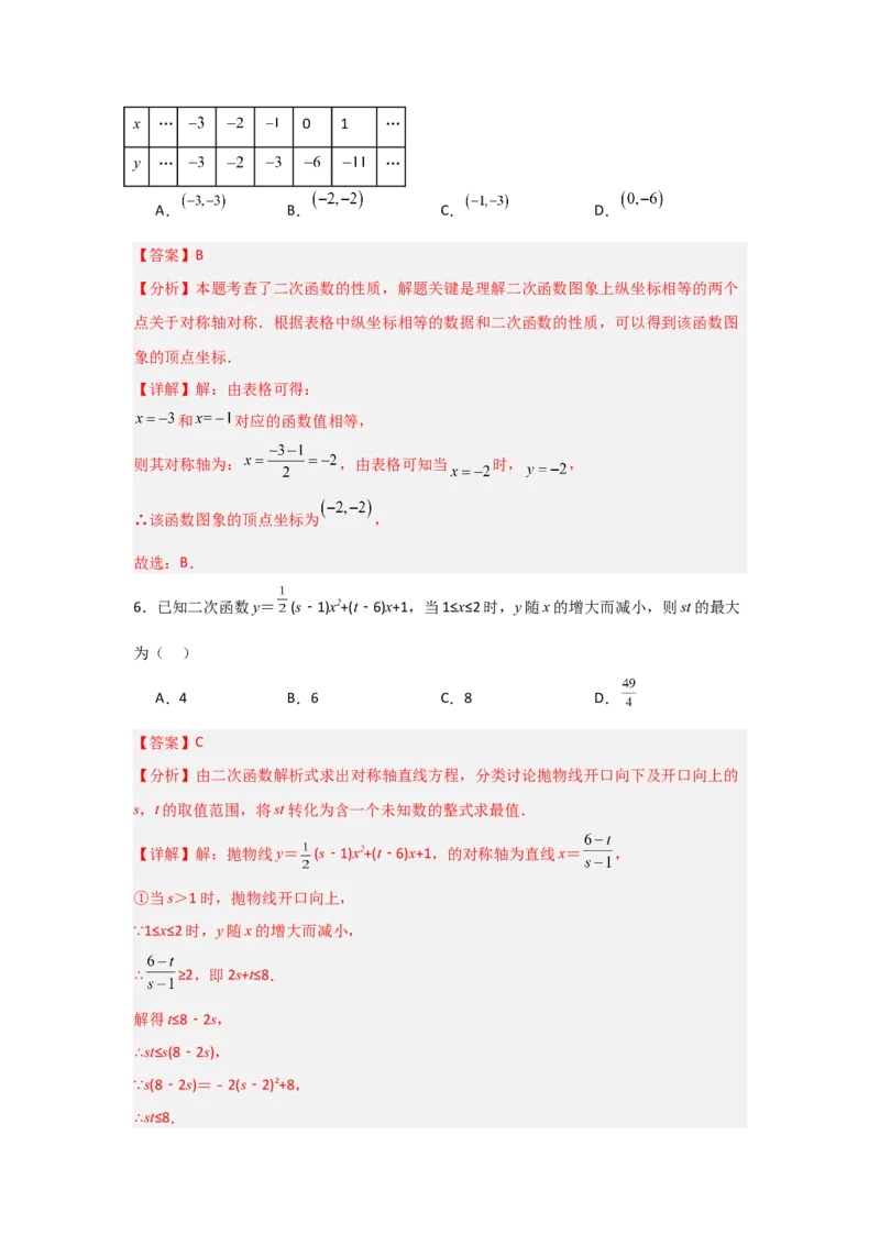 专题22.1.3.2二次函数y=ax2+bx+c的图象和性质（8个考点）（题型专练+易错精练）（教师版）_人教版数学九年级上册_版本二_九年级数学上册（人教版）_知识解读与题型专练-V14_2025版