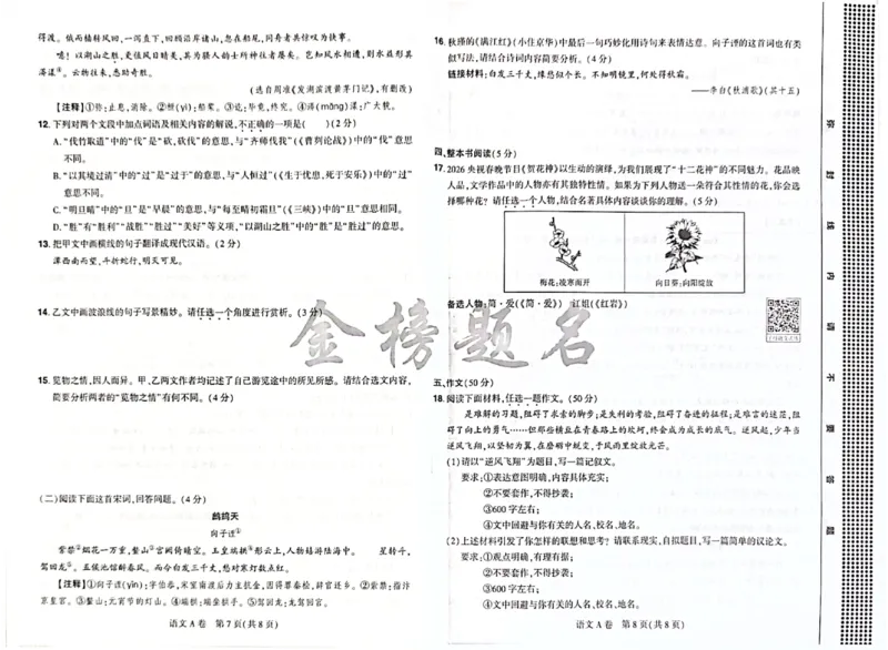 2026《河南中考&bull;载望预测解密卷》语文A卷_2026中考押题卷合集_2026《载望中考&bull;预测解密卷》多地方版_2026《河南中考&bull;载望预测解密卷》7科