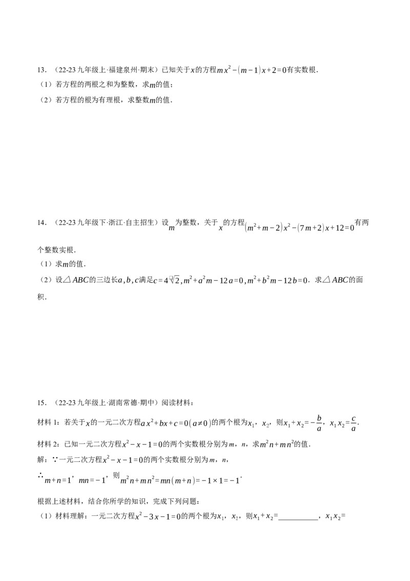 专题21.3根与系数的关系（压轴题专项讲练）（人教版）（学生版）_人教版数学九年级上册_版本二_九年级数学上册（人教版）_压轴题专项-V5_2025版