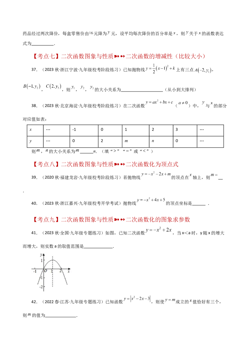 专题22.42二次函数的图象与性质常考知识点分类专题（基础练）-（人教版）_人教版数学九年级上册_版本二_九年级数学上册（人教版）_专题突破练习-V4_2024版