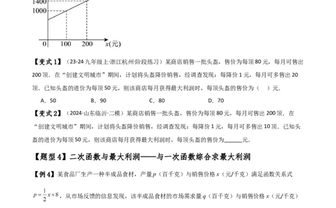 专题22.22二次函数与利润问题题型分类专题（知识梳理与考点分类讲解）（人教版）（学生版）_人教版数学九年级上册_版本二_九年级数学上册（人教版）_专题突破练习-V4_2025版