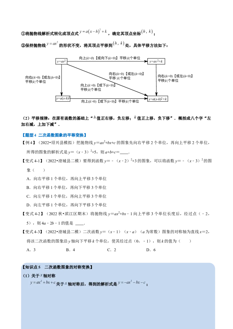 专题22.2二次函数的图象（六大题型）（举一反三）（人教版）（学生版）_人教版数学九年级上册_版本二_九年级数学上册（人教版）_母题专项-U66_2023版