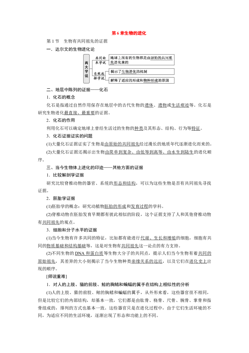 第6章生物的进化-知识点总结-2021-2022学年高中生物新教材人教版必修2&nbsp;&nbsp;&nbsp;_高中三年全科资料_高中_1高中基础资料包_A-高中必背9科知识点_生物_高中生物全书知识点梳理+总结