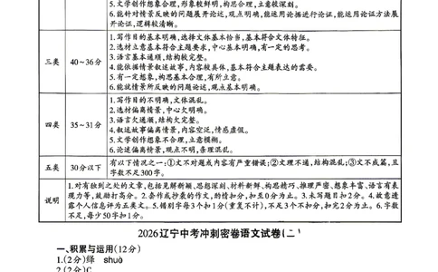2026《辽宁中考&bull;名师堂冲刺密卷》语文参考答案_中考押题2026《中考押题》系列（9科全套实时更新中）_2026版中考《名师堂冲刺密卷》7科（辽宁）