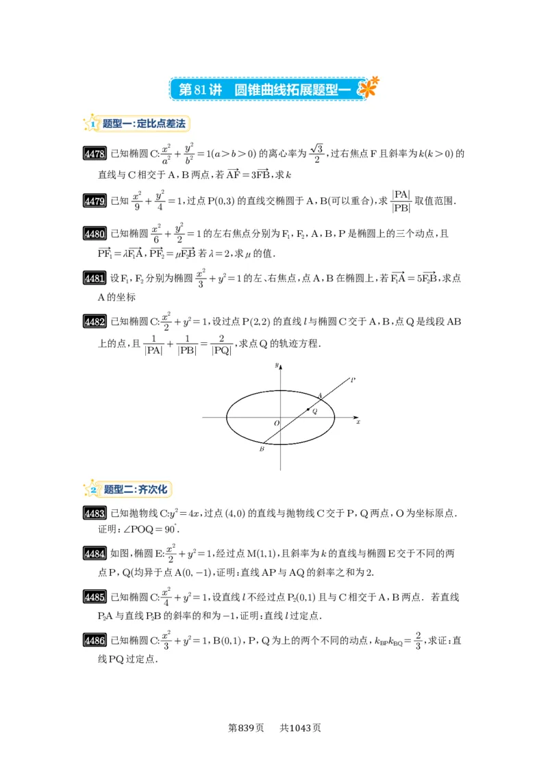 第81讲圆锥曲线拓展题型一_高中三年全科资料_高考数学《必刷5000题》2025版_2025高考数学必刷5000题（原卷版分章节PDF）