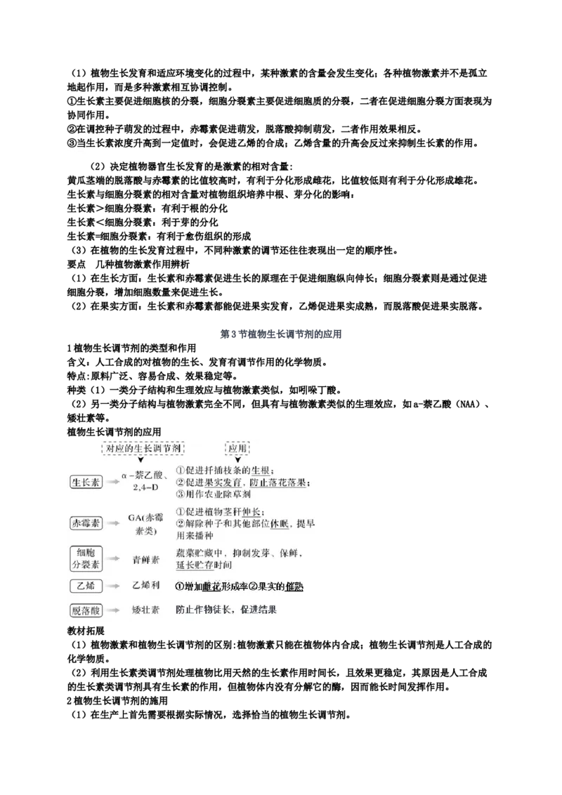 第5章植物生命活动的调节期末复习知识点总结新教材人教版高中生物选择性必修一_高中三年全科资料_高中_1高中基础资料包_A-高中必背9科知识点_生物_高中生物全书知识点梳理+总结