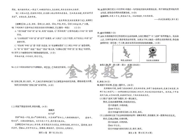 2026《河南中考&bull;载望预测解密卷》语文A卷_2026中考押题卷合集_2026《载望中考&bull;预测解密卷》多地方版_2026《河南中考&bull;载望预测解密卷》7科_2026《河南中考&bull;载望押题密卷》七科
