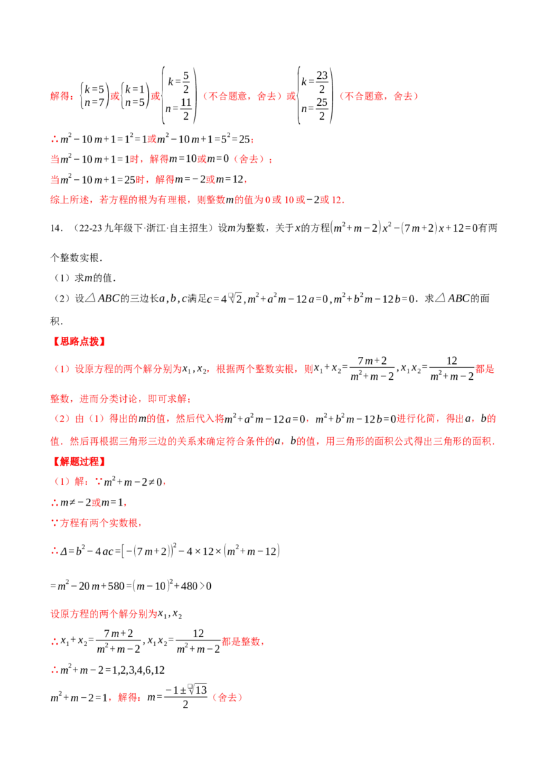 专题21.3根与系数的关系（压轴题专项讲练）（人教版）（教师版）_人教版数学九年级上册_版本二_九年级数学上册（人教版）_压轴题专项-V5_2025版
