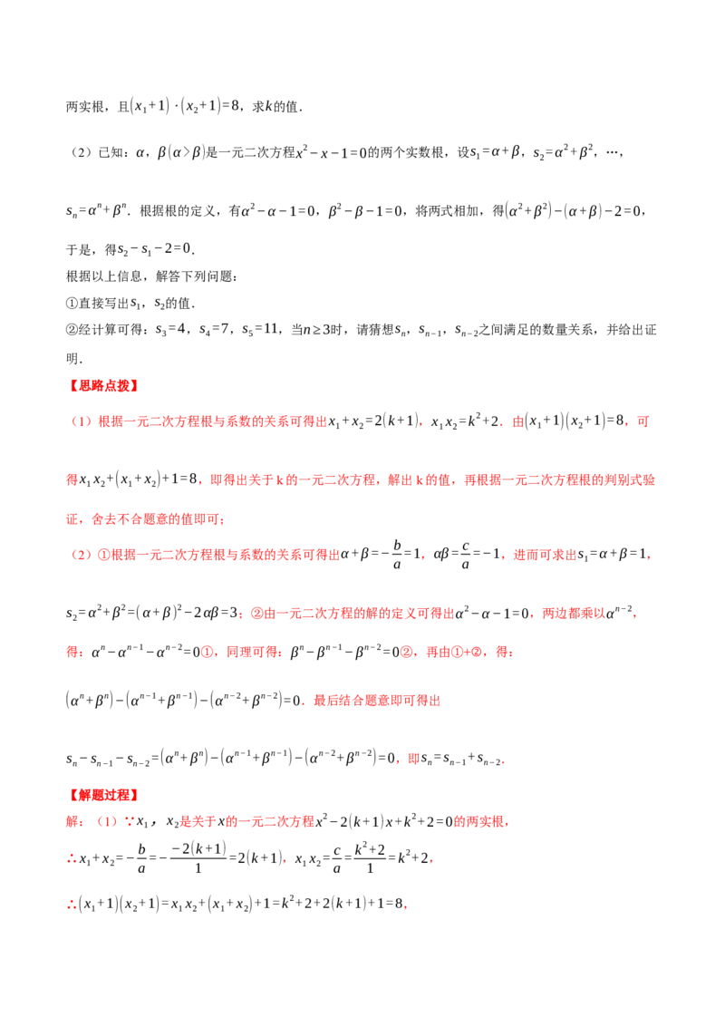 专题21.3根与系数的关系（压轴题专项讲练）（人教版）（教师版）_人教版数学九年级上册_版本二_九年级数学上册（人教版）_压轴题专项-V5_2025版