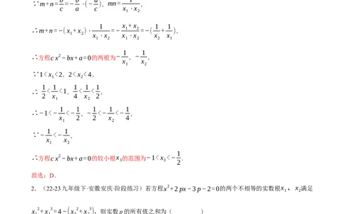 专题21.3根与系数的关系（压轴题专项讲练）（人教版）（教师版）_人教版数学九年级上册_版本二_九年级数学上册（人教版）_压轴题专项-V5_2025版