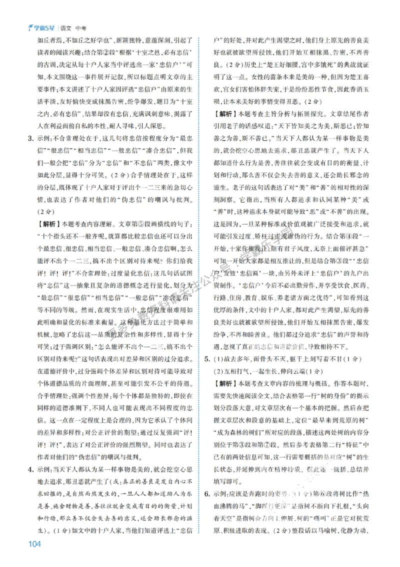 2026《初中语文&bull;5星学霸中考专题培优》详解详答_2026中考押题卷合集_2026新中考中考全科资料