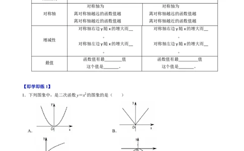 专题22.2二次函数的图象与性质（1）（高效培优讲义）（学生版）_人教版数学九年级上册_版本二_九年级数学上册（人教版）_同步讲义-U18_2026版