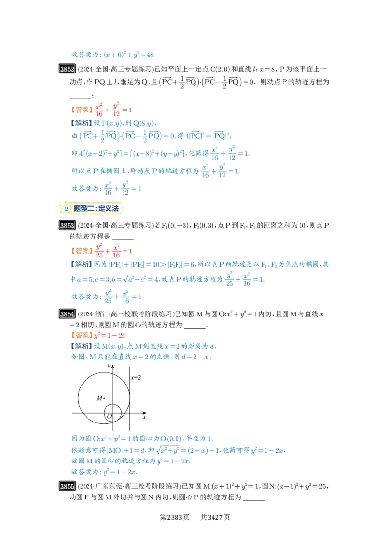 第68讲曲线的轨迹方程_高中三年全科资料_高考数学《必刷5000题》2025版_2025高考数学必刷5000题（解析版分章节PDF）
