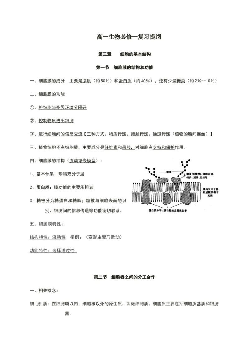 第三章细胞的基本结构知识点期末复习新教材人教版高中生物必修一_高中三年全科资料_高中_1高中基础资料包_A-高中必背9科知识点_生物_高中生物全书知识点梳理+总结
