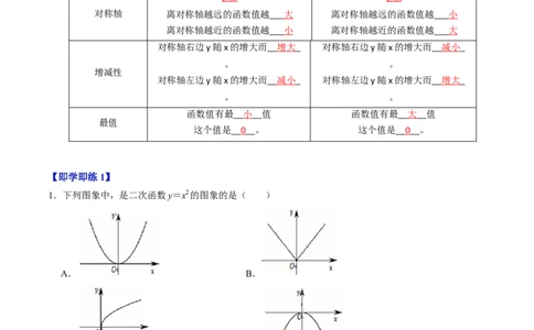 专题22.2二次函数的图象与性质（1）（高效培优讲义）（教师版）_人教版数学九年级上册_版本二_九年级数学上册（人教版）_同步讲义-U18_2026版