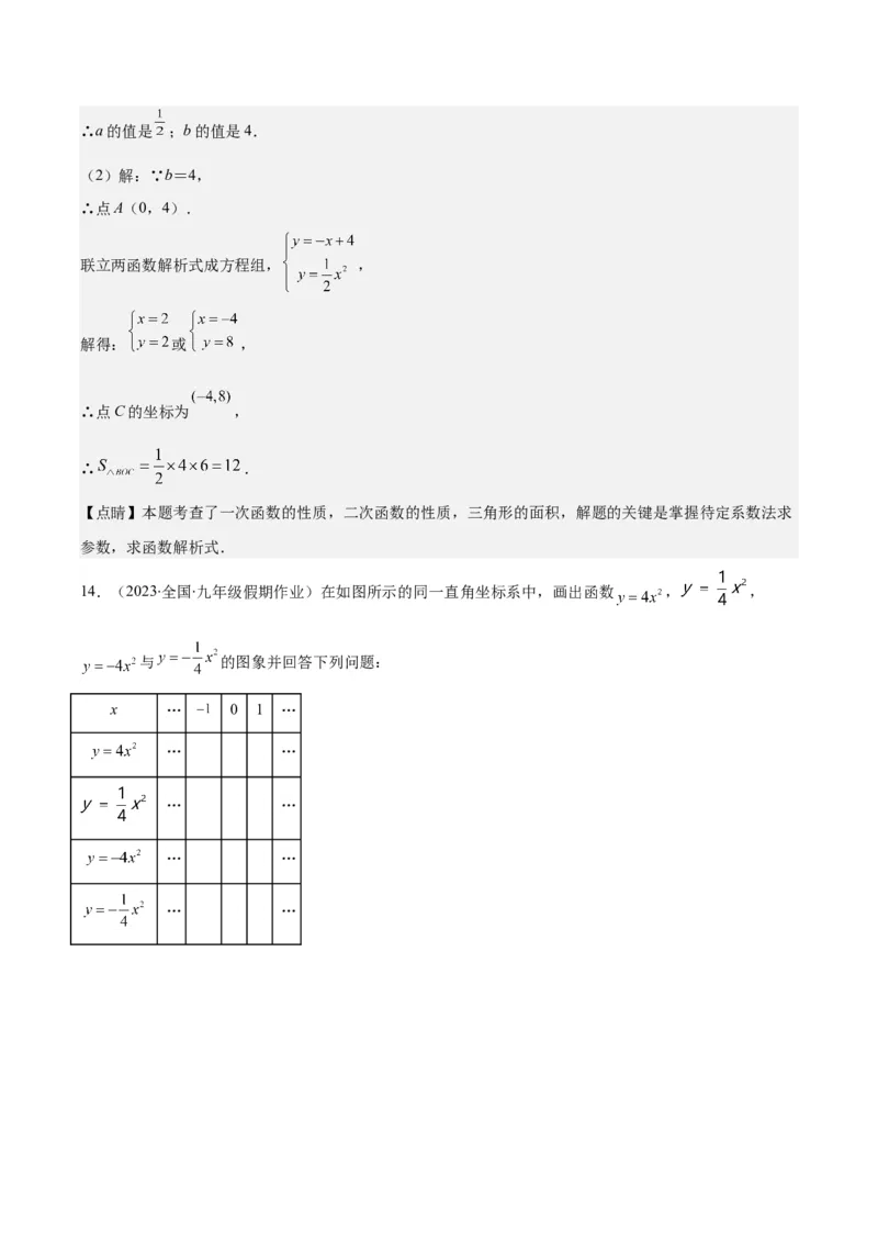 专题22.2二次函数y=ax&sup2;、y=ax&sup2;+k、y=a(x-h)&sup2;、y=a(x-h)&sup2;+k的图象和性质之四大考点（教师版）_人教版数学九年级上册_版本二_九年级数学上册（人教版）_重难点专题提优-V8